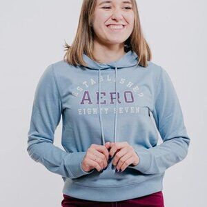 Aeropostale 1987 Blue Large Hooded Sweatshirt